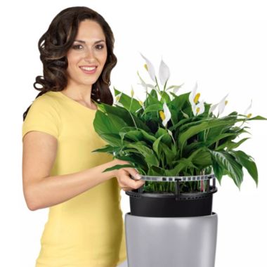 Lechuza USA 30" Black Rondo Planter with Water Reservoir. View a larger version of this product image.