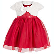 Blueberi Boulevard Baby Girl&#39;s 2 Pc Faux Fur Shrug & Tulle Dress Set Red Size 6-9MOS