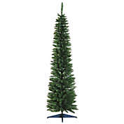 HOMCOM 6ft Tall Slim Noble Fir Unlit Artificial Christmas Tree with Realistic Branches and 390 Tips, Green
