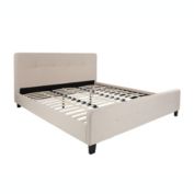 Flash Furniture Tribeca King Size Tufted Upholstered Platform Bed in Beige Fabric