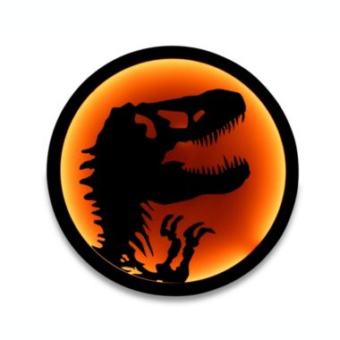 Jurassic Park T-Rex Logo LED Wall Light Sign Ready To Hang Wall Decor Artwork, Trendy Living Room Essentials, Home Decor Accent Dinosaur Toys, Gifts And Collectibles 12 Inches Tall. View a larger version of this product image.
