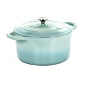 Crock-Pot Artisan 2 Piece 7 Quarts Enameled Cast Iron Dutch Oven in Aqua Blue