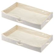 mDesign Fabric Under Bed Storage Organizer Bag, Zippered Lid, 2 Pack