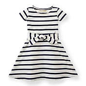 Hope & Henry Girls&#39; Tie-Waist Knit Dress (White with Navy Stripes, 12-18 Months)