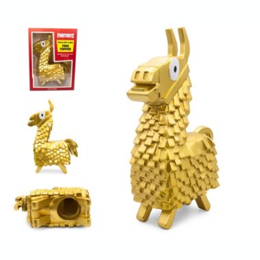 Fortnite Gold Loot Llama Figural Holiday Tree Topper   Xmas Party Decorations, Christmas Tree Decor, Festive Desktop Ornaments   Video Game Gifts and Collectibles. View a larger version of this product image.