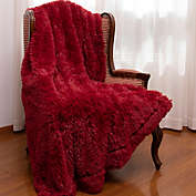 Cheer Collection Reversible Faux Fur Accent Throw Blanket - Maroon - 50x60