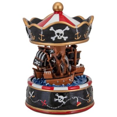 Northlight 6.5&quot; Children&#39;s Rotating Pirate Ship Carousel Music Box