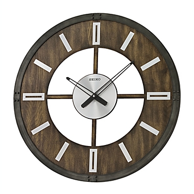 Seiko 24" Farmhouse Nari Wooden Wall Clock, Brown. View a larger version of this product image.
