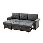 Alternate image 1 for Contemporary Home Living 84" Charcoal Gray Solid Reversible Sleeper L Shape Sectional Sofa with Storage Chaise