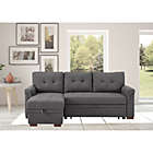 Alternate image 3 for Contemporary Home Living 84" Charcoal Gray Solid Reversible Sleeper L Shape Sectional Sofa with Storage Chaise