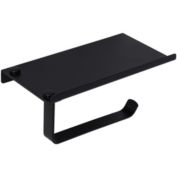 Unique Bargains Classic Black Toilet Paper Holder with Phone Shelf Stainless Steel Wall Mounted Tissue Towel Holder Bathroom Matte