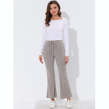cheibear Women's Knit Wide Leg Trousers Casual Pajama Bottoms Stretchy Lounge Ankle Pants X-Small Gray. View a larger version of this product image.