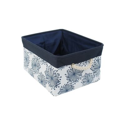 Unique Bargains Foldable Canvas Storage Basket with Handles Drawstring Blue Gypsophila S
