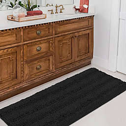 PrimeBeau Luxury Chenille Bathroom Rug Mat Non Slip Extra Soft and Absorbent Shaggy Rug, Black,  47