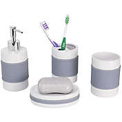 Home Basics 4-Piece White with Rubber Bathroom Accessory Set