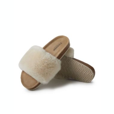Dearfoams Womens Canberra Genuine Shearling Footbed Slide. View a larger version of this product image.