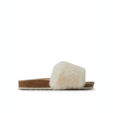 Dearfoams Womens Canberra Genuine Shearling Footbed Slide. View a larger version of this product image.