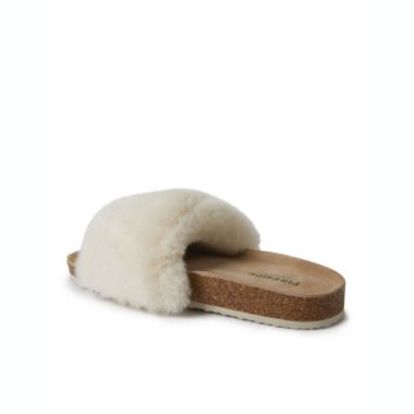 Dearfoams Womens Canberra Genuine Shearling Footbed Slide. View a larger version of this product image.