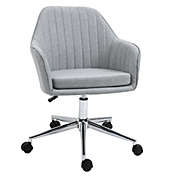 Vinsetto Mid-Back Home Office Desk Chair Swivel Armchair with Tub Shape Design & Lined Pattern Back for Living Room Home Office, Grey