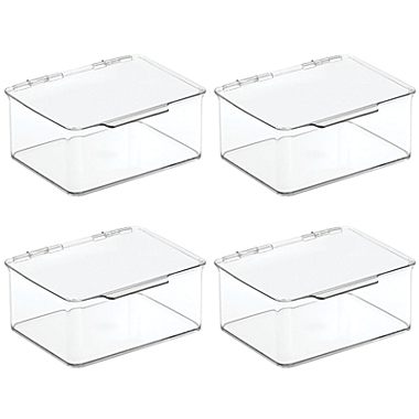 mDesign Plastic Kitchen Pantry Food Storage Bin Box, Lid - 4 Pack - Clear. View a larger version of this product image.