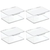 mDesign Plastic Kitchen Pantry Food Storage Bin Box, Lid - 4 Pack - Clear