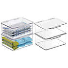 Alternate image 1 for mDesign Plastic Kitchen Pantry Food Storage Bin Box, Lid - 4 Pack - Clear