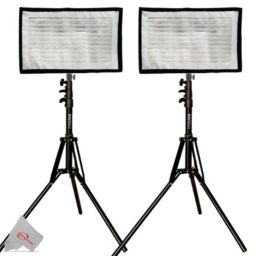 2x Vivitar Fabric 140 LED Bi-Color Dimmable Light Panel Roll Up Flexible Compact Mat with Remote 24W upto 3000LM for Studio Lighting + 2x 63