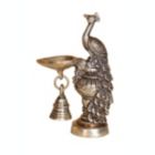 Alternate image 0 for Cottage Handicraft, Silver Plated Peacock Diya with free Elephant Gift