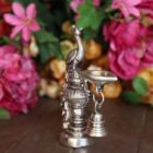 Alternate image 3 for Cottage Handicraft, Silver Plated Peacock Diya with free Elephant Gift