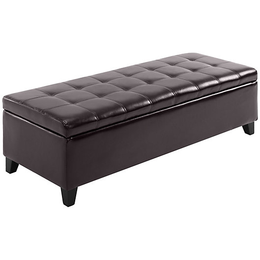 Homcom Large 51 Tufted Faux Leather, Faux Leather Ottoman Storage Bench