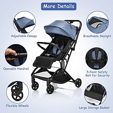 Slickblue Foldable Lightweight Baby Travel Stroller for Airplane-Gray. View a larger version of this product image.