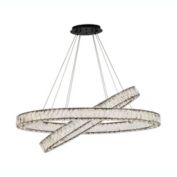 Elegant Lighting Home Decorative Monroe 40 inch LED oval double ring pendant - Black