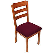 Stock Preferred Stretchable Chair Seat Covers in 2-Pieces Burgundy Red