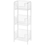 mDesign Vertical Standing Bathroom Shelving Unit Tower with 3 Baskets