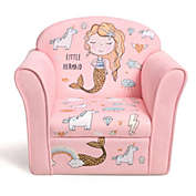 Gymax Kids Mermaid Sofa Children Armrest Couch Upholstered Chair Toddler Furniture
