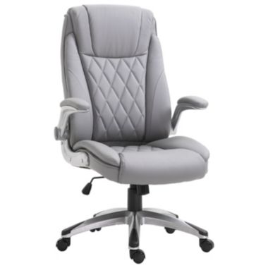 Vinsetto High Back 360° Swivel Ergonomic Home Office Chair with Flip Up  Arms, Faux Leather Computer Desk Rocking Chair, Grey | Bed Bath & Beyond