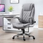 Alternate image 3 for Vinsetto High Back 360° Swivel Ergonomic Home Office Chair with Flip Up Arms, Faux Leather Computer Desk Rocking Chair, Grey