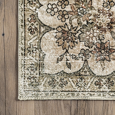 nuLOOM Paisley Machine Washable Faded Floral Border Medallion Area Rug. View a larger version of this product image.