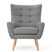 GDF Studio Temescal Grey Fabric Mid Century Club Chair