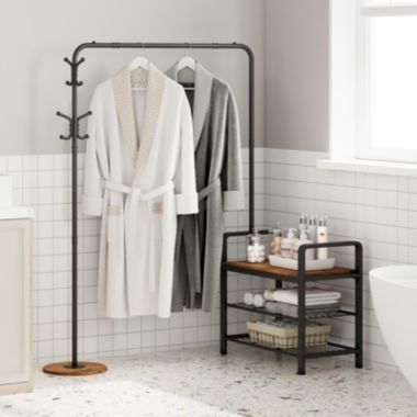 Idealhouse Grey Metal Hall Tree with Coat Rack and Shoe Storage. View a larger version of this product image.