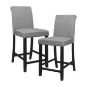Lexicon Set of 2 Counter Height Dining Chair with Gray Fabric Padded Seat - Black Finish