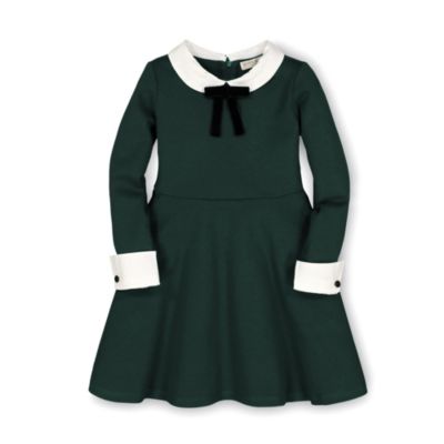 Hope & Henry Girls&#39; French Look Ponte Dress with Bow (Deep Green, 4)