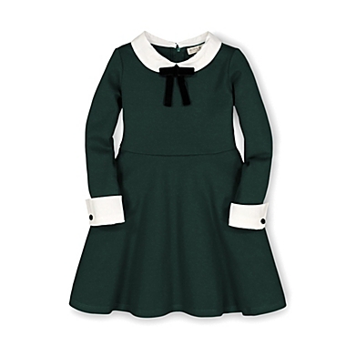 Hope & Henry Girls&#39; French Look Ponte Dress with Bow (Deep Green, 4). View a larger version of this product image.