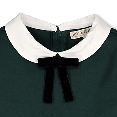 Hope & Henry Girls&#39; French Look Ponte Dress with Bow (Deep Green, 4). View a larger version of this product image.