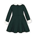 Alternate image 3 for Hope & Henry Girls&#39; French Look Ponte Dress with Bow (Deep Green, 4)