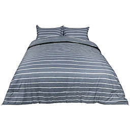 PiccoCasa Comfortable 3-Piece Stripe Comforter Bedding Set Down Alternative Comforter Set with 2 Piece Pillow Shams Soft and Lightweight for All-Season Blue King