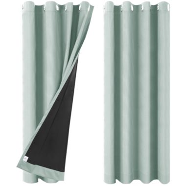 PiccoCasa 100% Blackout Curtains 2 Panels for Bedroom with Black Liner, Double Layer Full Room Darkening and Waterproof Grommet Thermal Insulated Living Room Curtains 52"Wx63"L Light Sage. View a larger version of this product image.