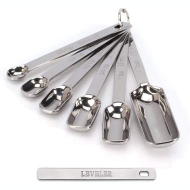 2lbDepot Measuring Spoons Set of 7 Includes Bonus Leveler, Premium, Rust Proof, Heavy. View a larger version of this product image.
