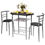 Costway 3 Piece MDF+Iron Dining Set Table with 2 Chairs