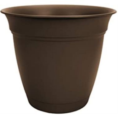 The HC Companies Eclipse In/Outdoor Round Plastic Planter, Chocolate, 8". View a larger version of this product image.